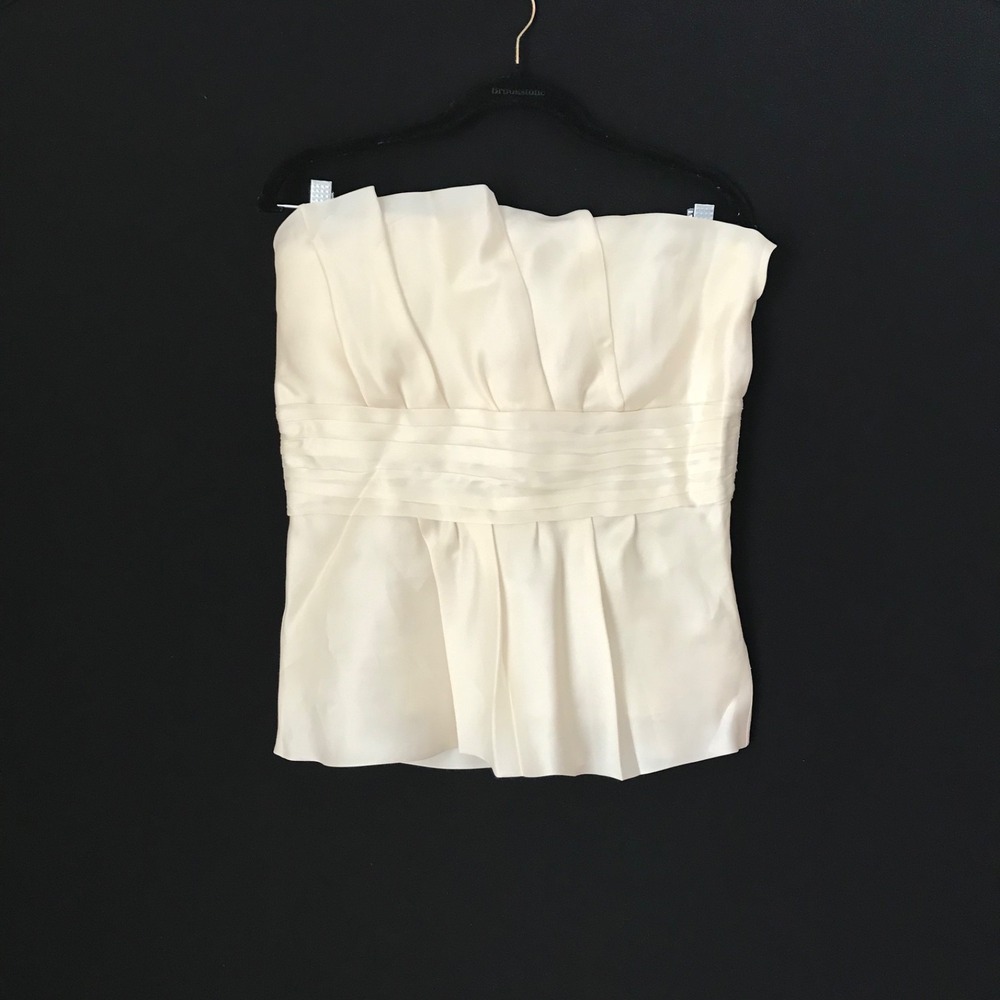 White House Black Market Strapless Corset 100% Silk Top Cream Size 10-New